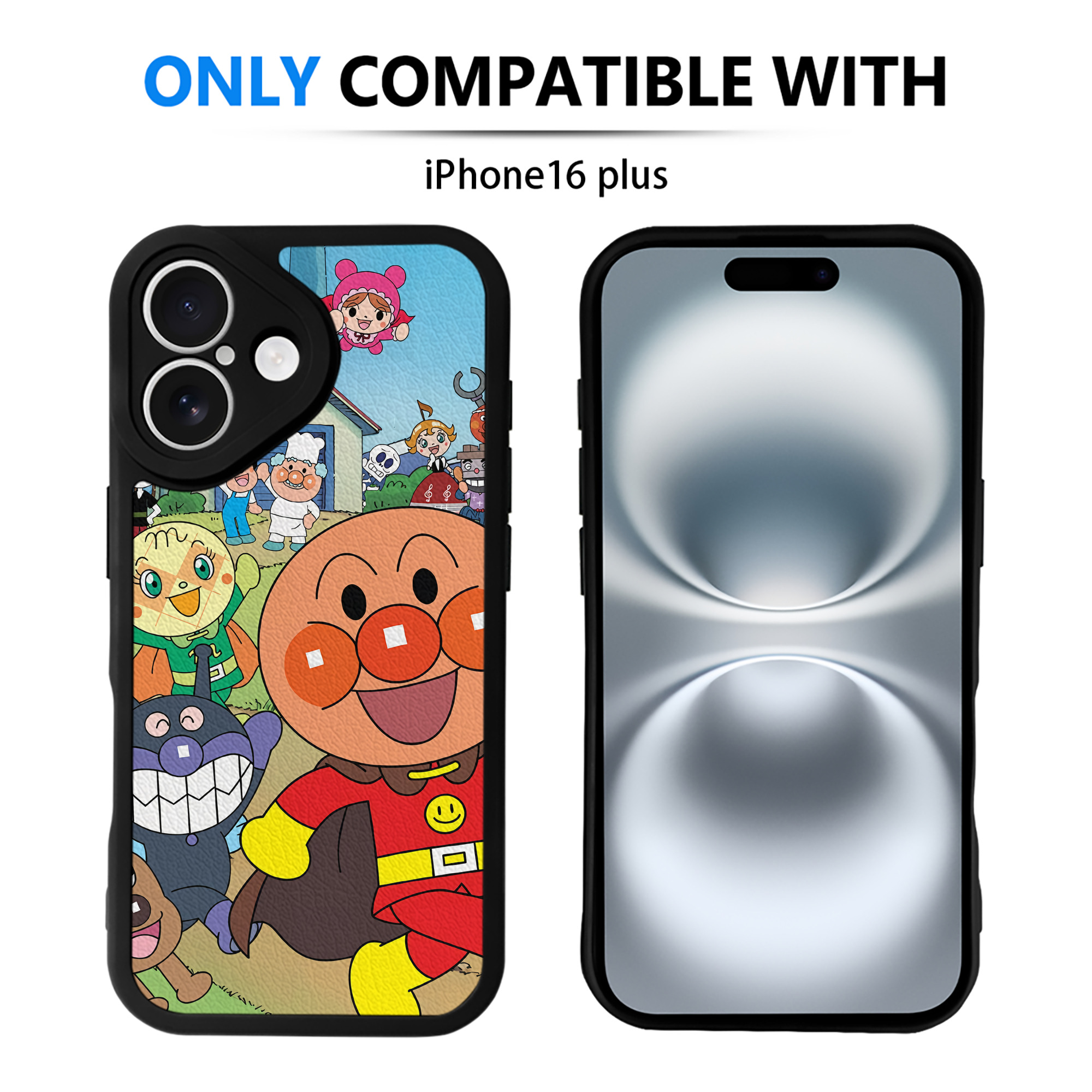 （画像用） アンパンマン Anpanman 【iPhone 16シリーズ対応】シリコンスマホケース（レザー調） 材質：シリコン